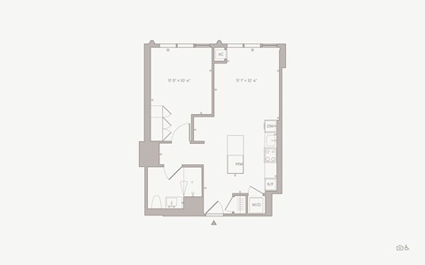 Floor plan for 1 bed, 1 bath